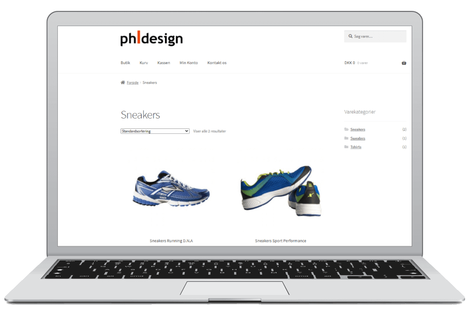 webshop med produkter i sko